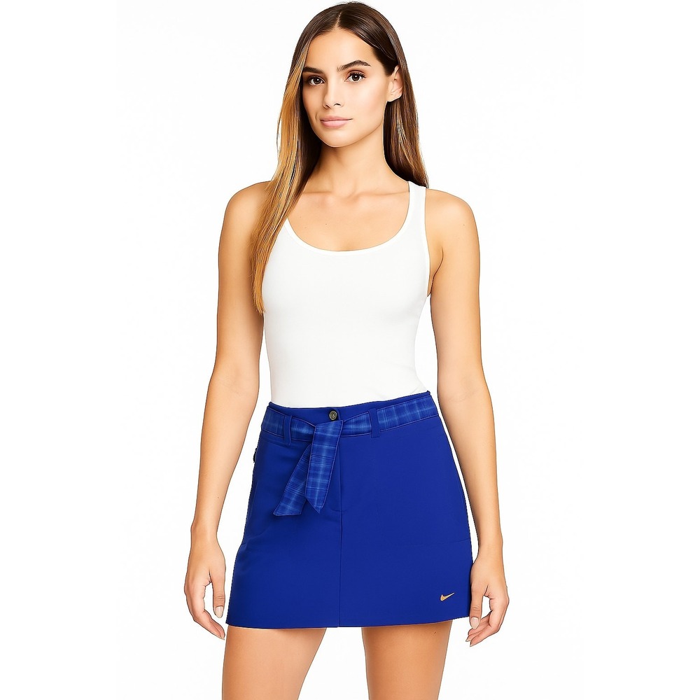 New Nike Golf Women's Dri Fit Blue Wrap‎ Skirt Skort Combo Removable Skirt Sz 12